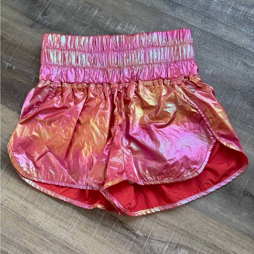 FP Movement by Free People Shimmering Pink and Gold Athletic Shorts